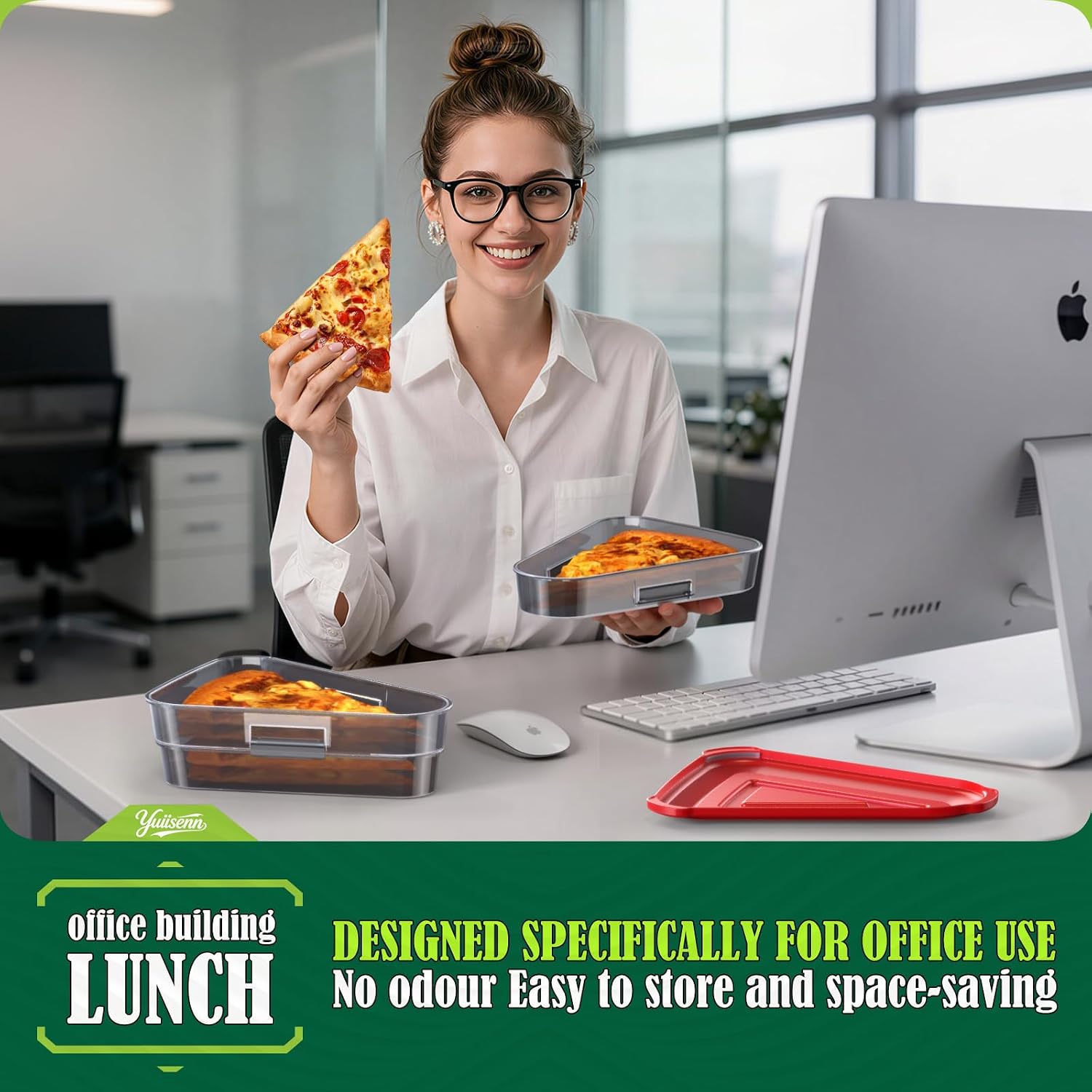 Pizza Storage Container, Expandable Pizza Slice Box, Upgrade, 3 Lids