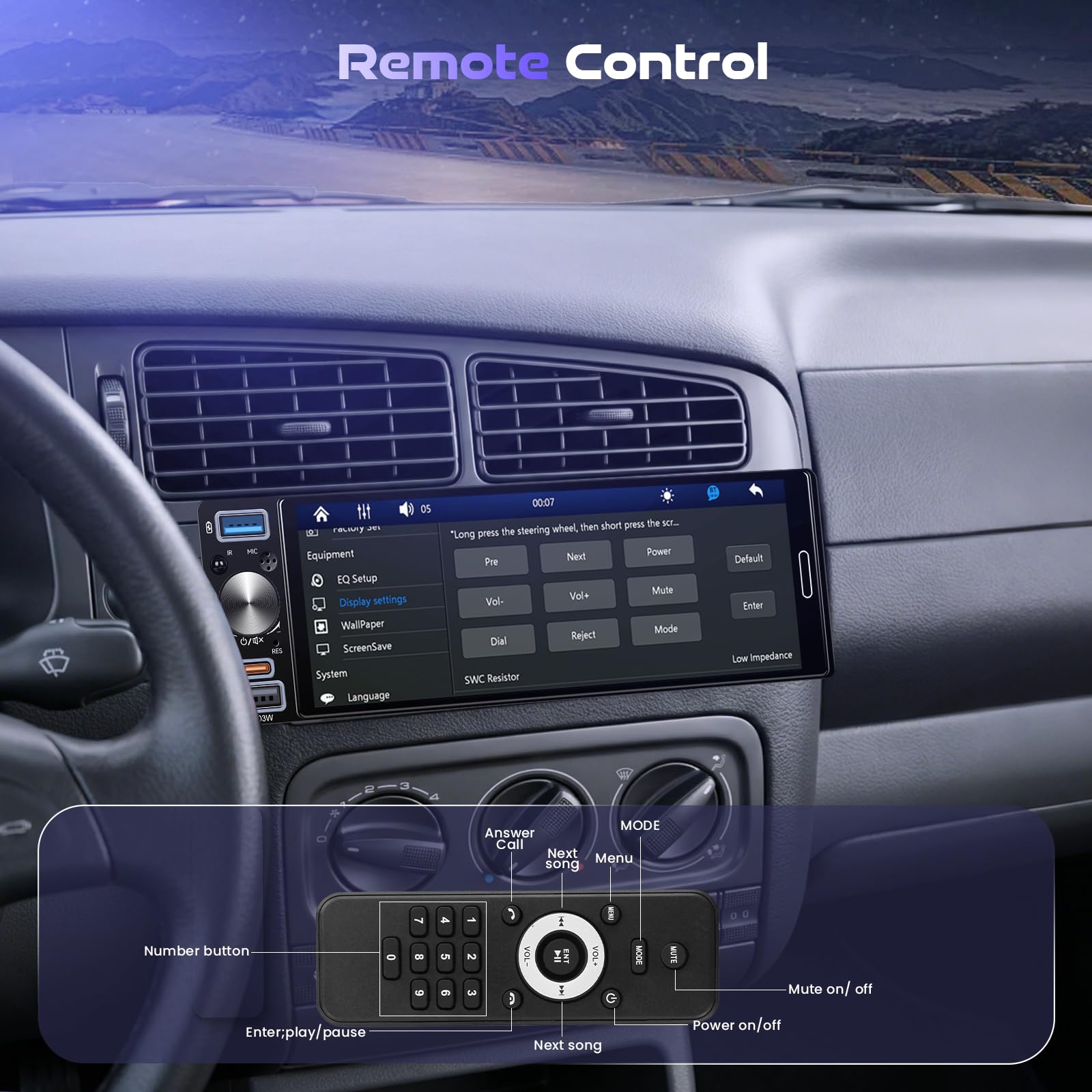 Hodozzy Autoradio 1 Din avec CarPlay Android Auto sans Fil, Ecran Tactile Incell 6,5 Pouces Poste Radio Voiture avec Bluetooth 5.2, Radio AM/FM/RDS, EQ, Lien Miroir, SWC, USB/Type-C+ Caméra de Recul