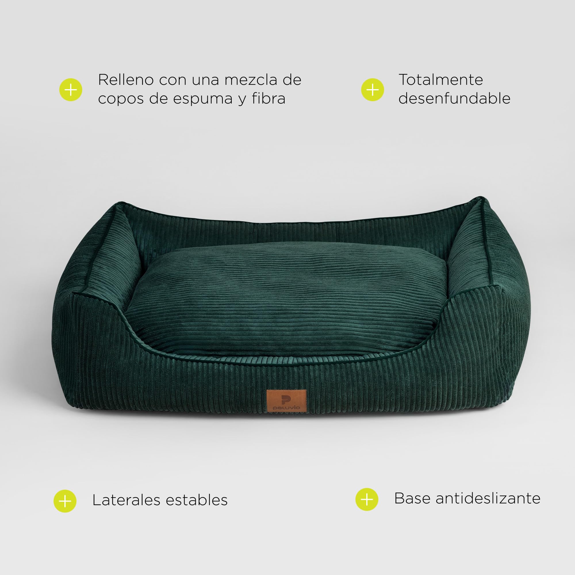 Hirado Cama para Perros con Bordes Elevados, Antideslizante y Acolchada, con Funda Extraíble Lavable a 30°C, Tipo Nido Sofá para Interior, Tejido de Pana, con Respaldo, Varios Tamaños