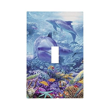 Ocean Whale 1 Gang Light Switch Cover Single Toggle Wall Plate Decorative Switchplate Electrical Faceplate for Boys Kids Bedroom Nursery House Living Room Decor