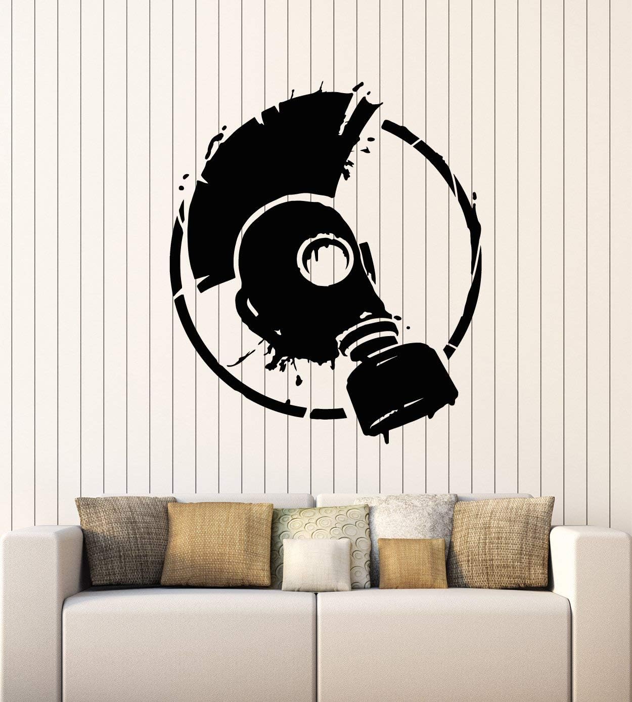 Vinyl Wall Decal Punk Style Subculture Mohawk Gas Mask Stickers Mural Large Decor (g2136) Black