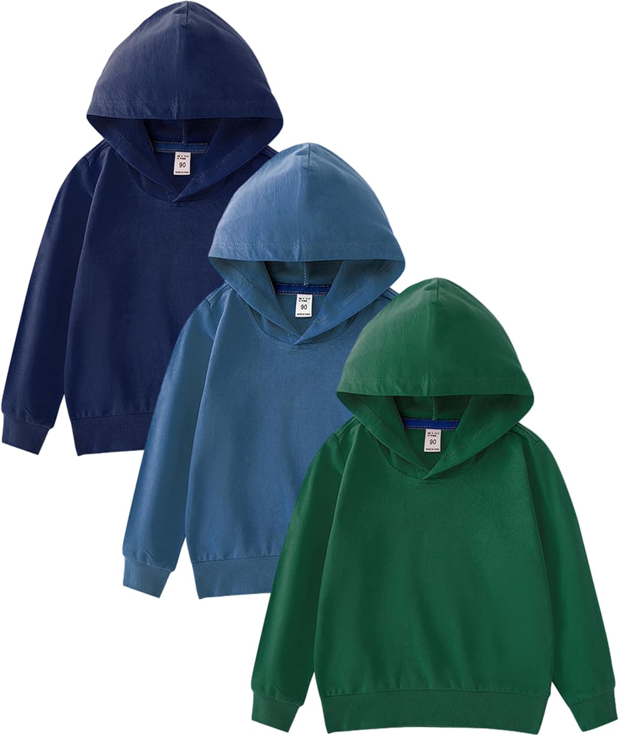 GFQLONG 3 Pack Toddler Lightweight Hoodie Sweatshirt, Kids Boys Girls Sports Long Sleeve Pullover Tops