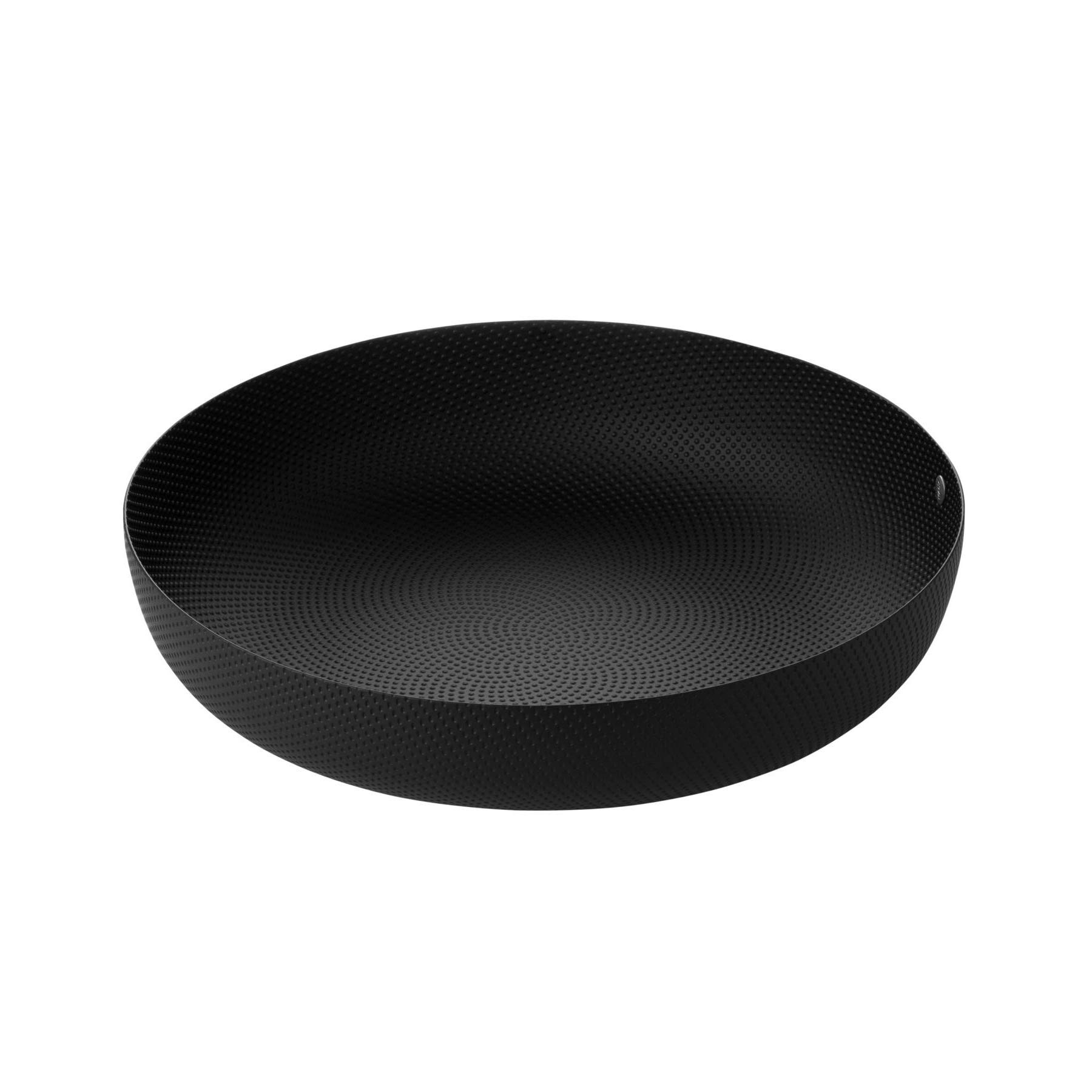 AlessiJm17/21 BT - Design Round Basket, Coloured Steel with Epoxy Resinand Embossed Decoration, Black, 21 cm