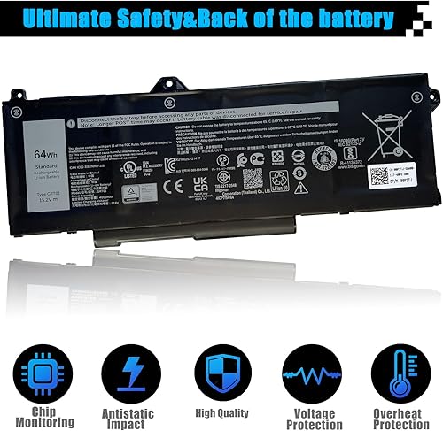 Miniatura 4 de GRT01 64Wh - Batería de repuesto para laptop Dell Latitude 5421 5431 5521 5531 Precision 3470 3561 3571 3581 3591 Estación de trabajo móvil