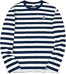 KESIHAN Men Basic Casual Striped T-Shirt Cotton Spandex Round Neck Tops | Soft cotton spandex striped T-shirt with round neck, basic casual style, comfortable stretch fit for daily wear.