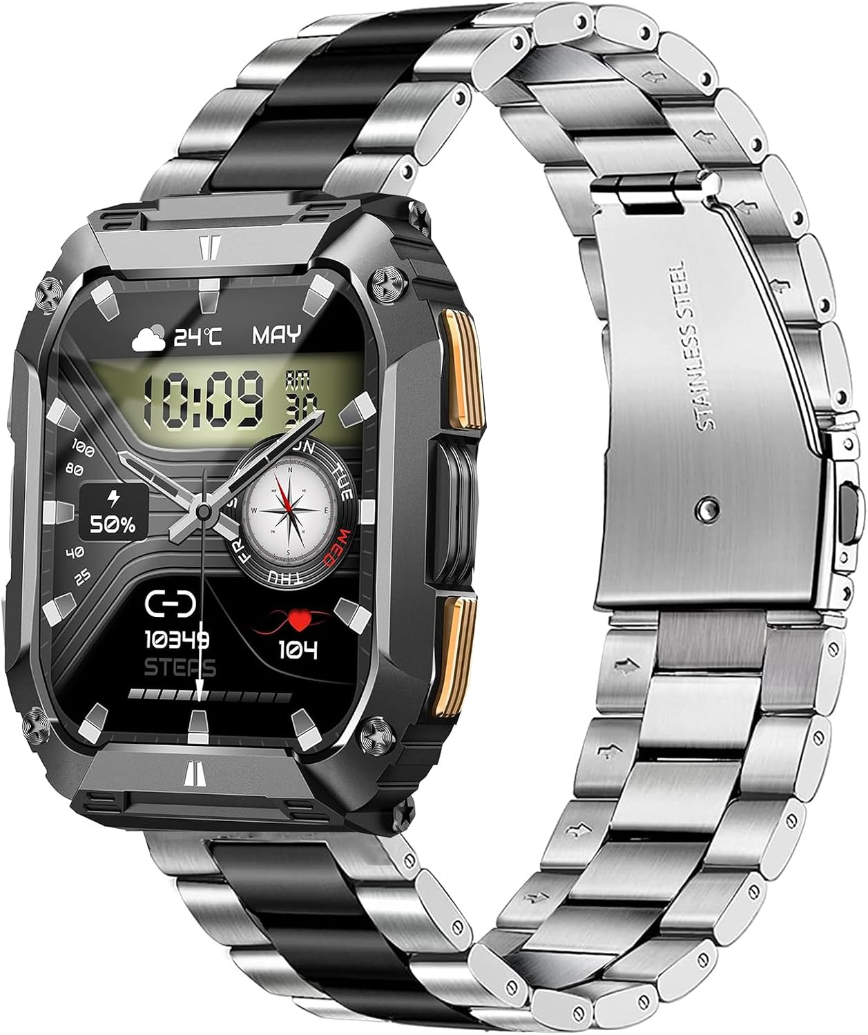Compatible with FOSMET Smart Watches Bands, Quick Release Stainless Steel Metal Replacement Straps Compatible with FOSMET G68 1.95'' Military Smart Watches