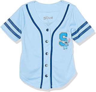Disney Girls' Disney's Girls Lilo & Stitch & Angel S Baseball Jersey Mesh Button Down Shirt