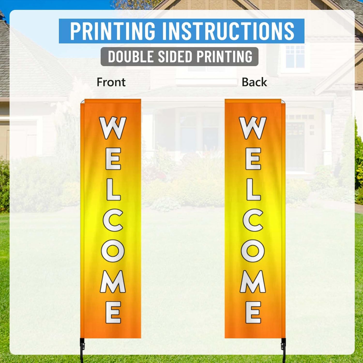 Personalized Advertising Flags for Outside Custom Feather Flag Add Photo Logo Text Double Sided Business Banners and Signs Customize Open Sign for Businesses 2.3 x 9 Ft Cyan