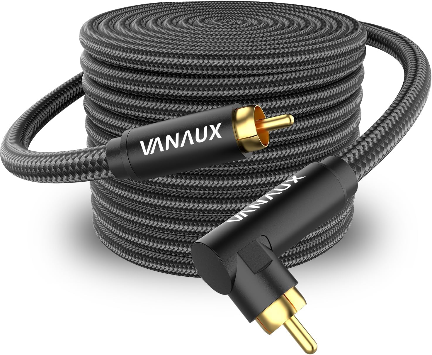 90 Degree RCA Cable, Subwoofer Cable Male to Male Digital Coaxial Audio Cable for Home Theater, Sound Bar, TV, PS4, Xbox,and More