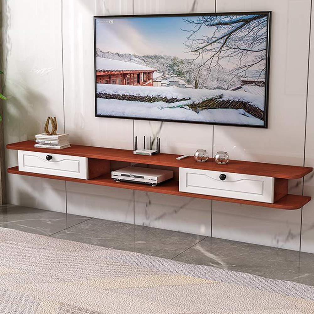 Mobile porta TV sospeso, mensola a muro, mensola sospesa, mobile porta TV a parete, sfondo per TV, mensola a muro, supporto per TV, console multimediale, mobiletto portaoggetti (marrone 140 cm)