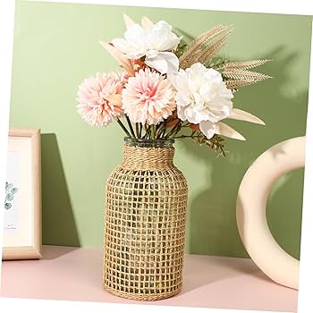 Amazon.com: Veemoon 1pc Rattan Woven Glass Flower Vase