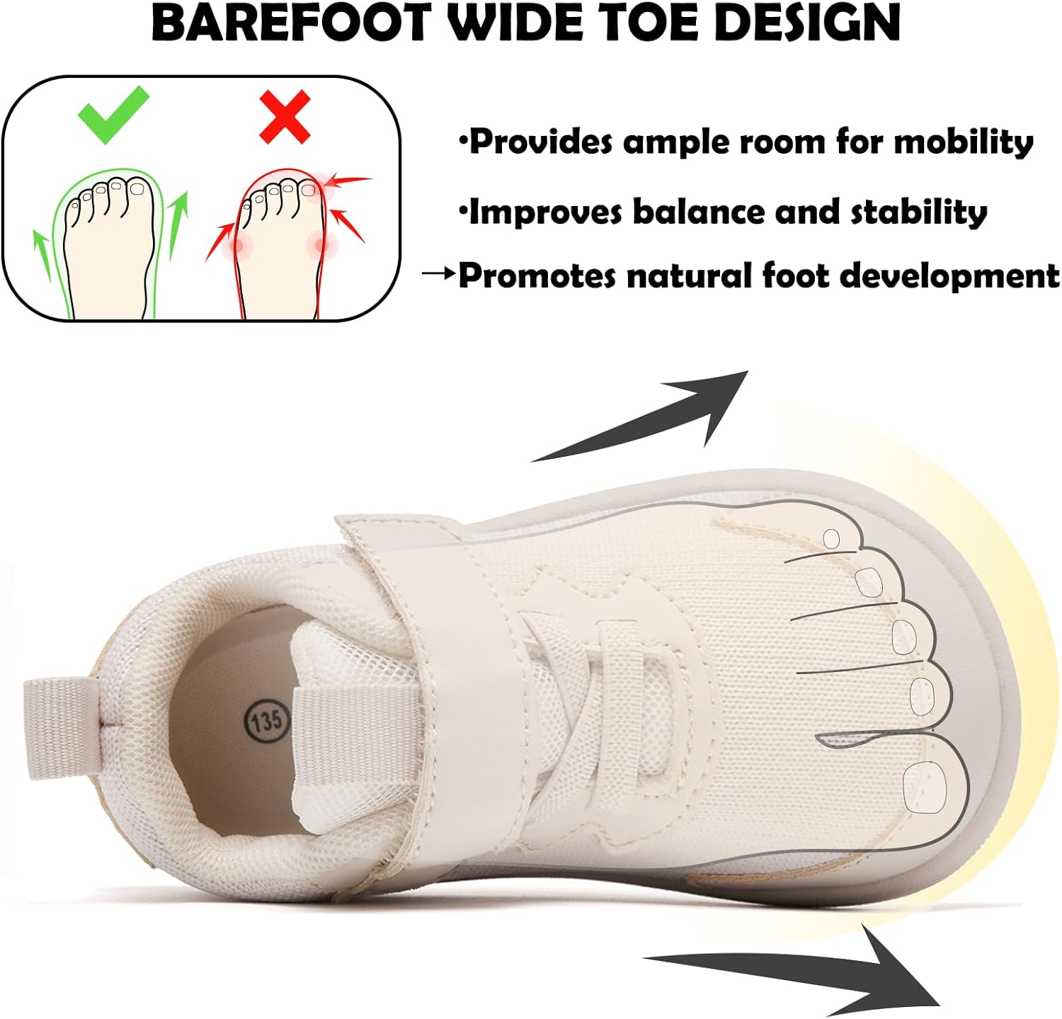 MORENDL Wide Toddler Shoes Baby Walking Shoes Boys & Girls Barefoot Sneakers Zero Drop Comfort Tennis Running Outdoor Activities - Image 3