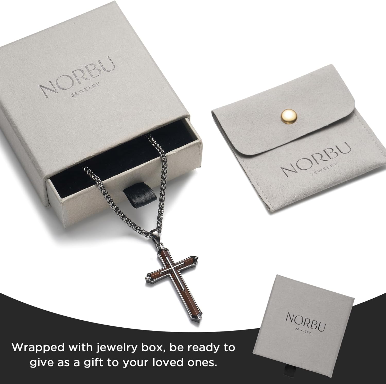 NORBU Wooden Cross Necklace for Men, Mens Black Cross Necklaces Natural Wood Cross Pendant, Christian Jewelry Religious Gifts for Him Easter Birthday Christmas - Image 6