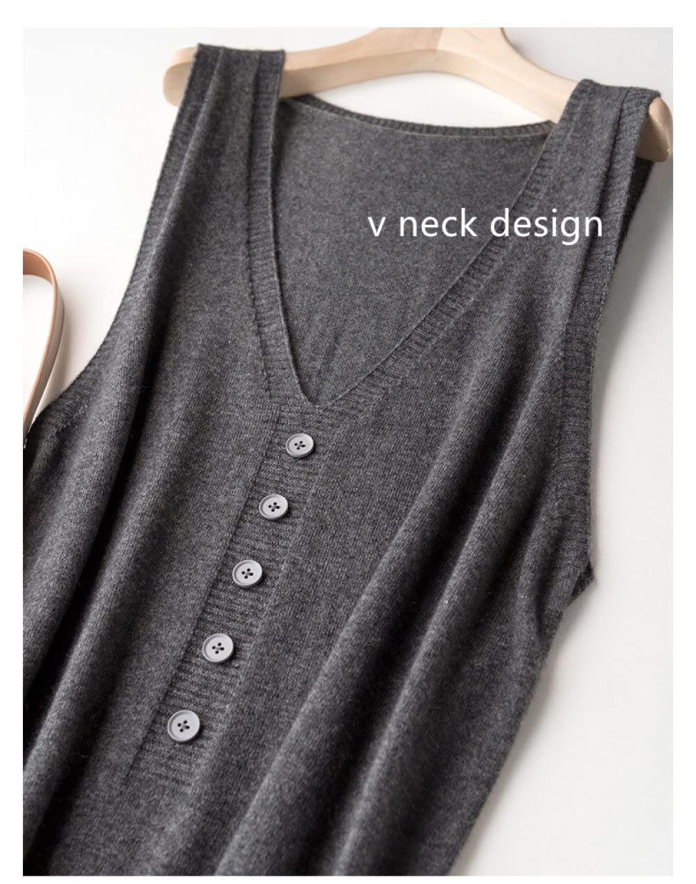 Maglione Gilet Donna,Gilet Lavorati A Maglia da Donna Maglioni Lunghi Neri con Scollo A V Gilet in Maglia di Cashmere Gilet da Donna Abito Casual Autunno Inverno Senza Maniche Canotta Camicetta