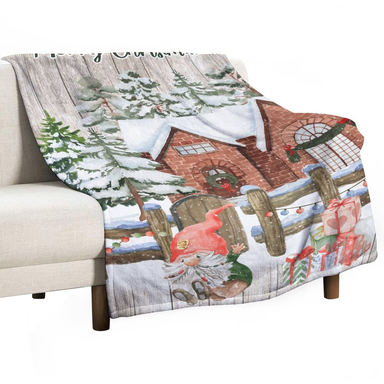 Couverture flanelle gnome Merry Christmas contre le froid du lit