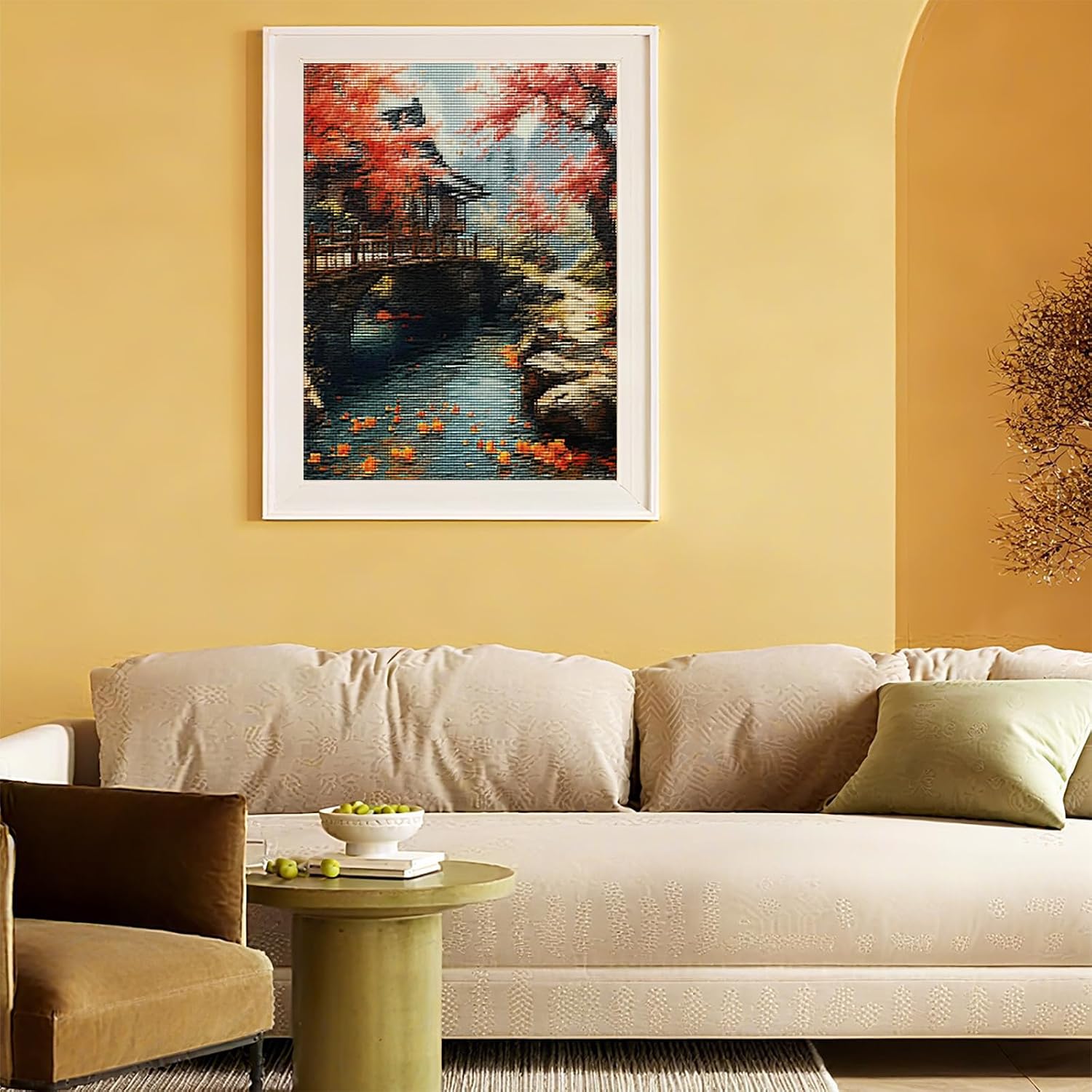 MIJVFNB Cross Stitch Embroidery Kit, Serenity of The Japanese Garden, Cross Kits for Adults, Easy Counted Cross Kits for Beginners 11CT, 12x16 inch