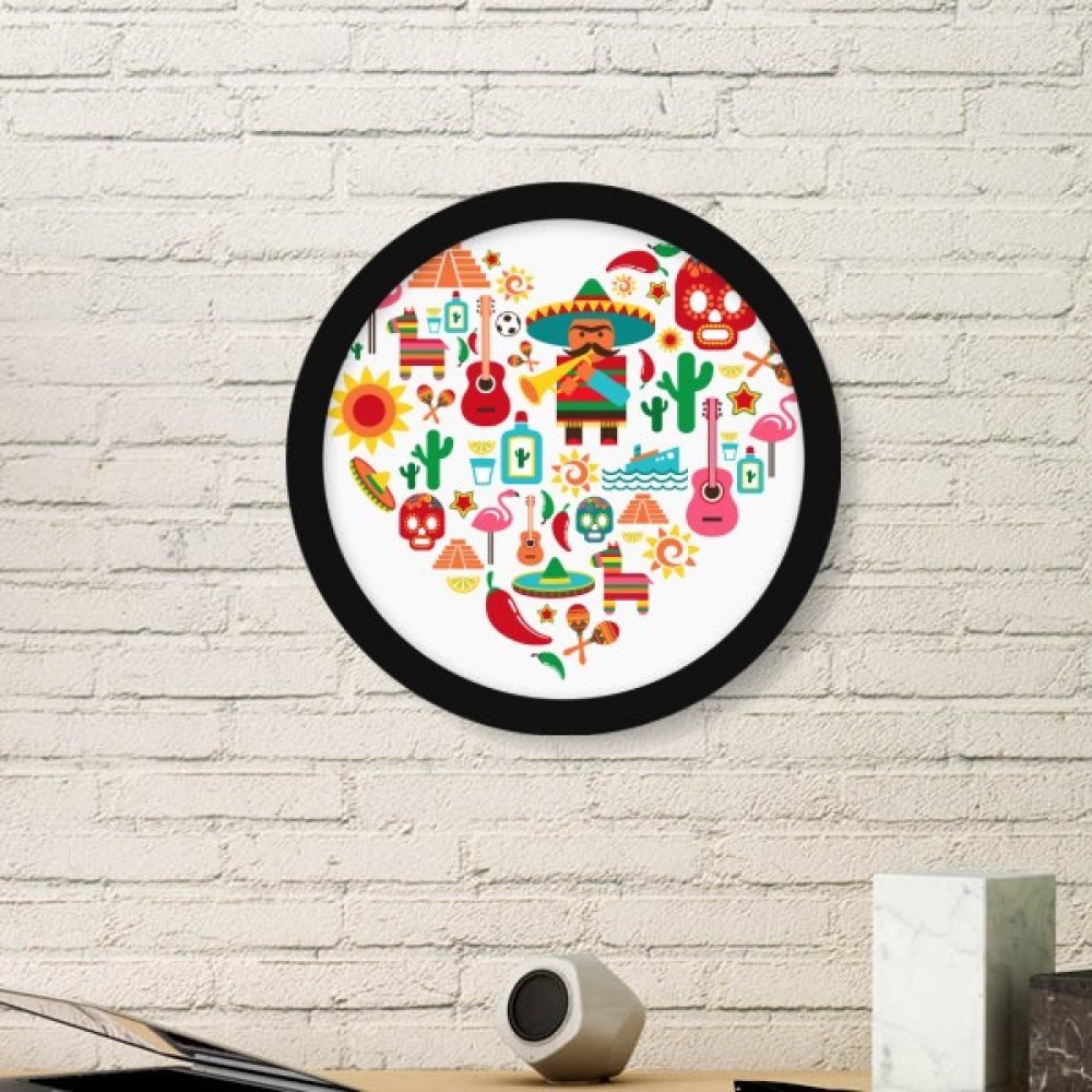Tableau Mexique crâne mexicain et flamant rose grand cadre noir pour sticker mural
