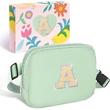 COSHAYSOO Green Belt Bag Crossbody Initial Fanny Pack for Girls 6 7 8 9 10 11 12 Year Old Tween Preteen, Personalized Girls Valentines Easter Basket Stuffers Gifts Letter M