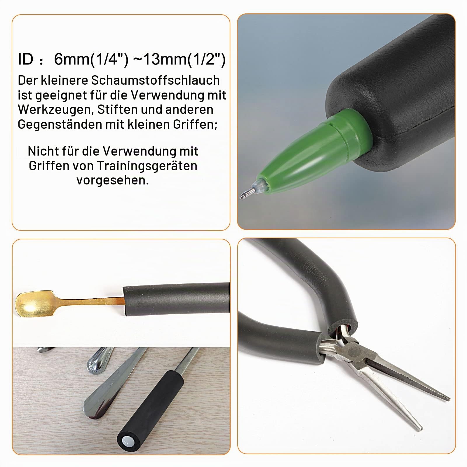 sourcing map 1m Rohrisolierung Schaumstoff, Durchmesser 50mm Isolierstärke 7.5mm Heizungsrohr Verkleidung für Fitnessgeräte, Rohre, Handhaben (Schwarz)