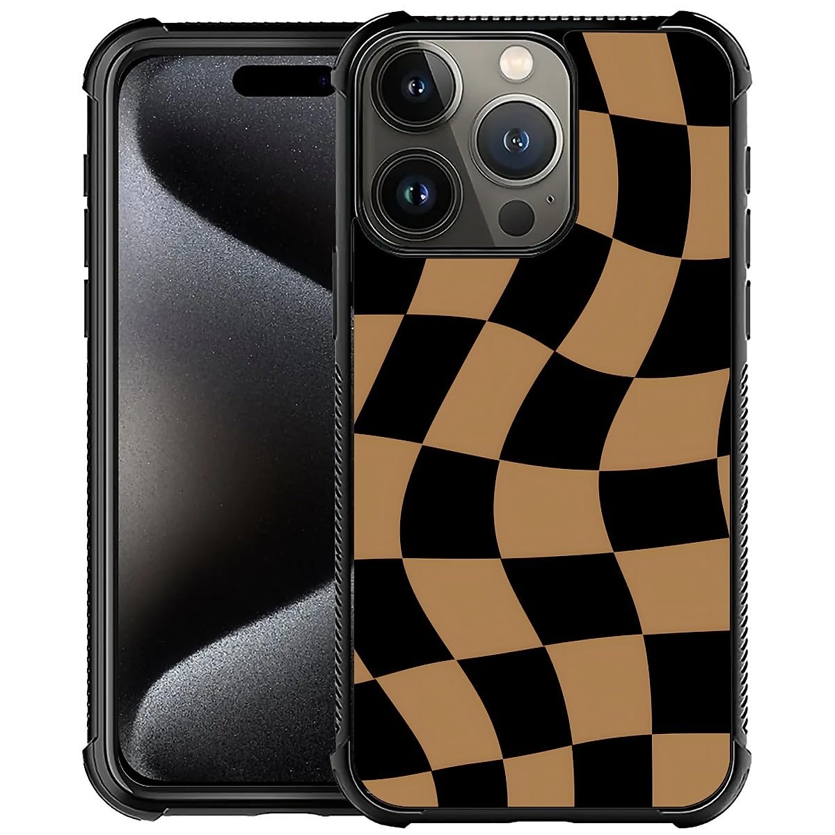 DAIZAG Compatible with iPhone 16 Pro Max Case,Black Checkerboard Four Corners with Bumpers Anti-Slip Shock Absorbing Protective Cover