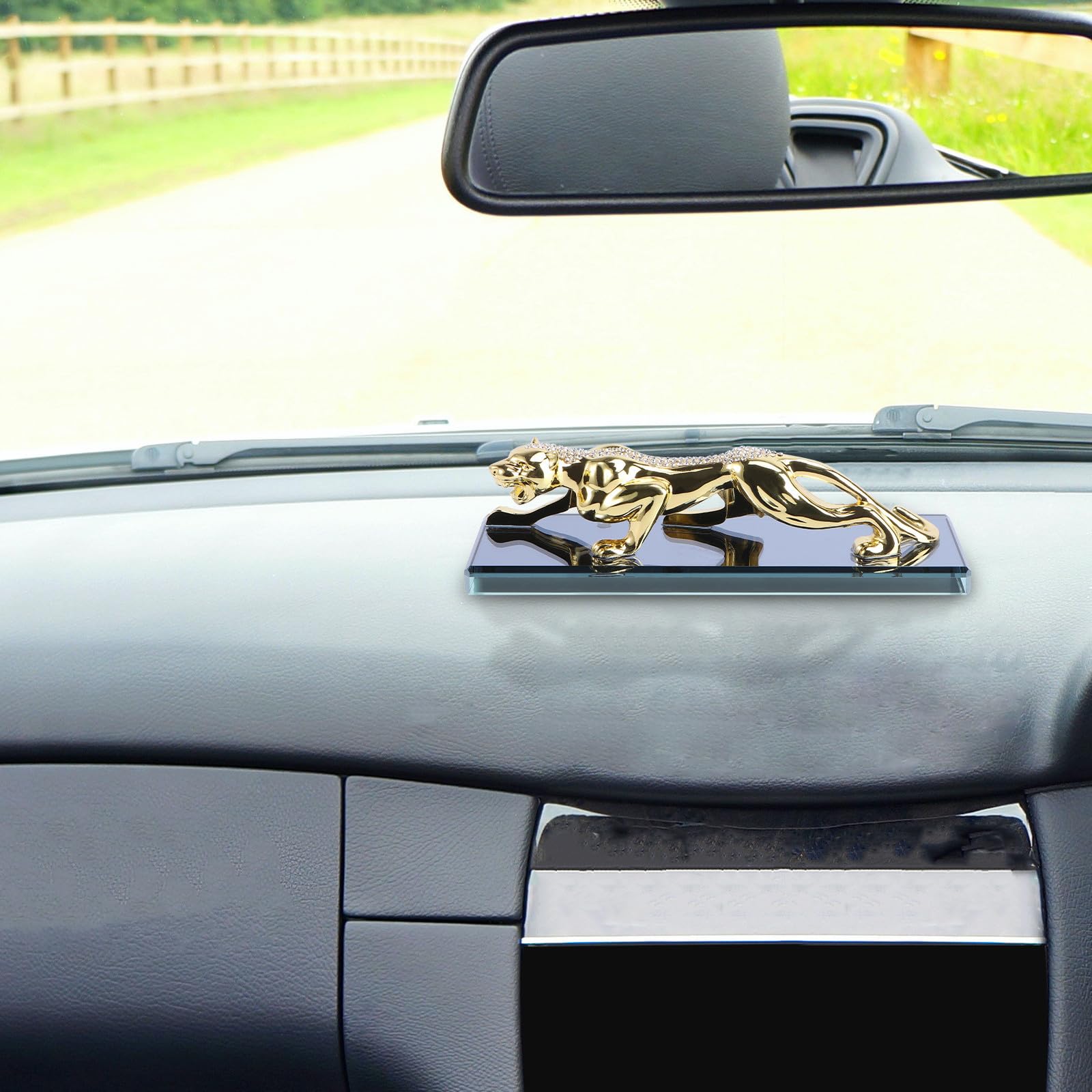 Anneome Adorno Ambientador de Aleación de Zinc con Forma de Leopardo Dorado para Coche y Frescura Automóvil y Oficina para Decoración Interior