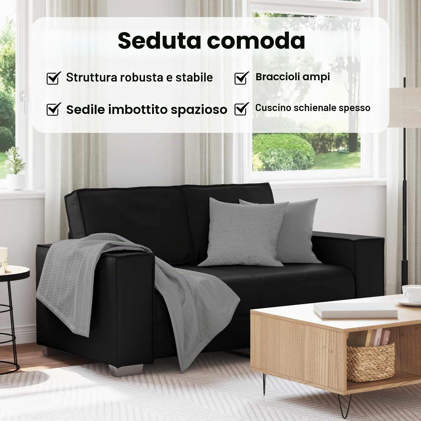 vidaXL Divano a due posti Nero 160 cm Pelle Sintetica