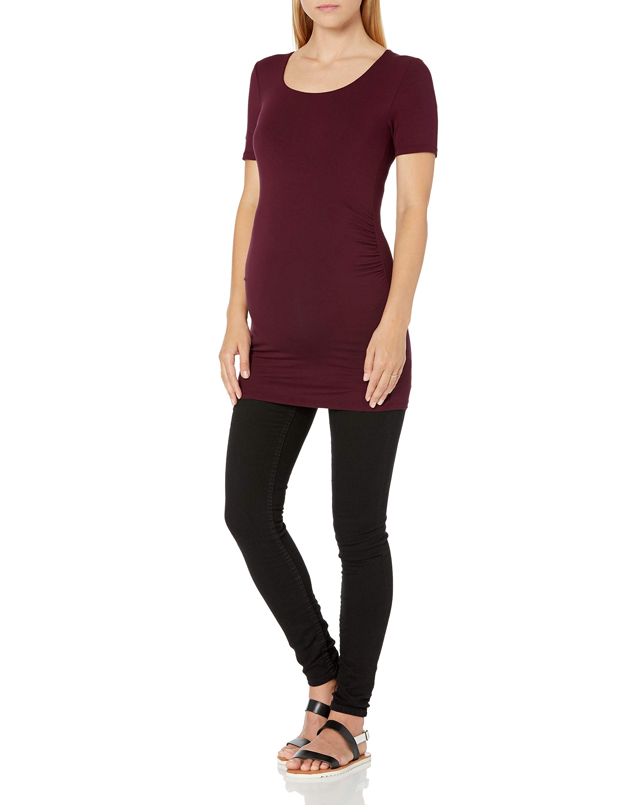 Amazon Essentials T-Shirt de Maternité Encolure Dégagée Plissé Sur Les Côtés à Manches Courtes Femme, Lot de 2