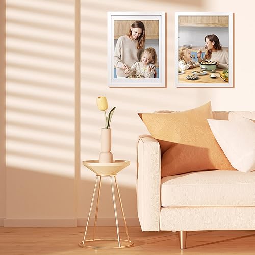 Miniatura 7 de Egofine Juego de 4 marcos de fotos de 12 x 16 pulgadas, color blanco, marcos de madera maciza con frente de plexiglás de 11 x 14 pulgadas para mesa