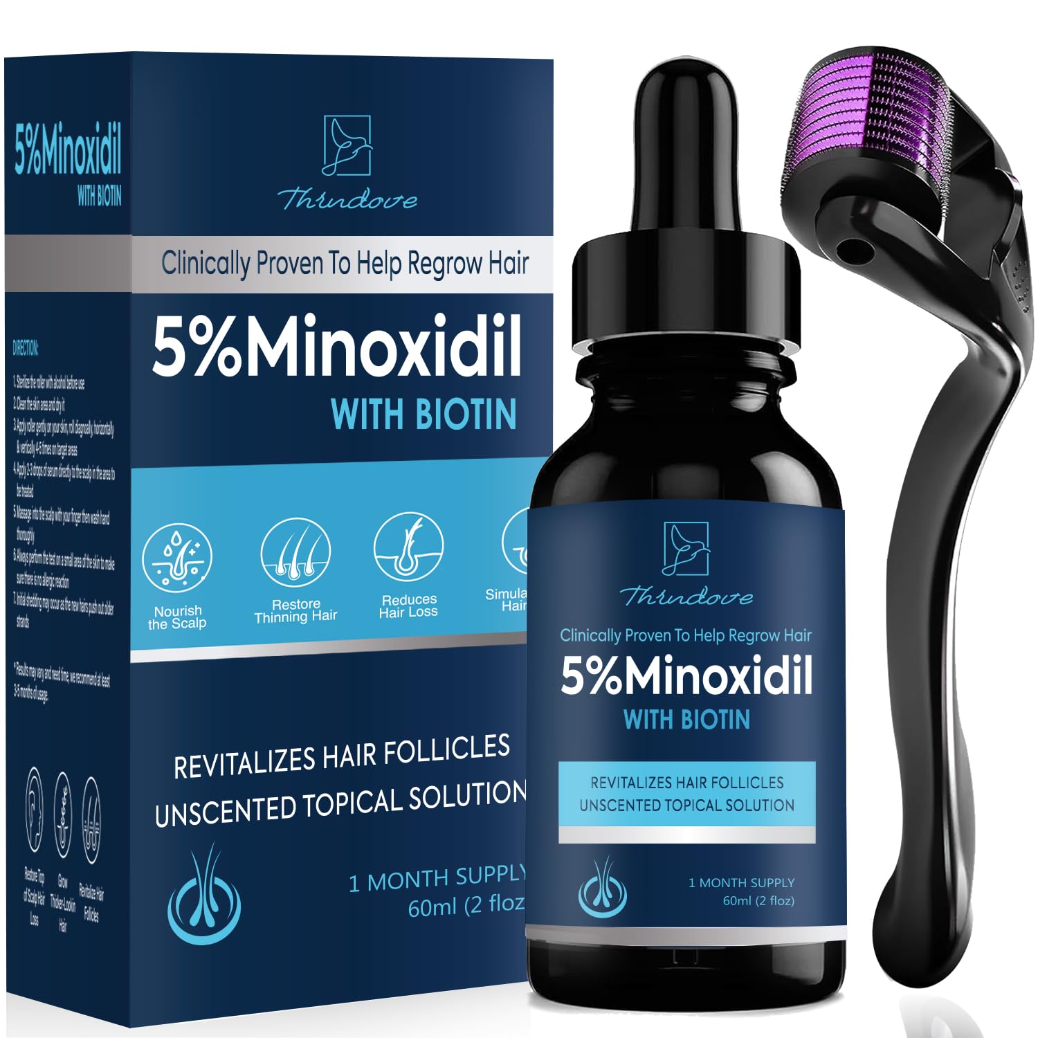 Minoxidil Beard Growth Oil, 5% Minoxidil Hair Growth Kit, 5% Minoxidil for Men Beard Growth Spray Infused with Bitoin, Extra Strength Beard Growth Serum to Increase Thickness and Volume Faster, Clear