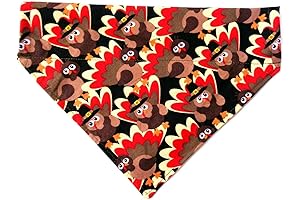 Reversible Googly Eyes Turkey Prints Fun Thanksgiving Dog Bandana Collar