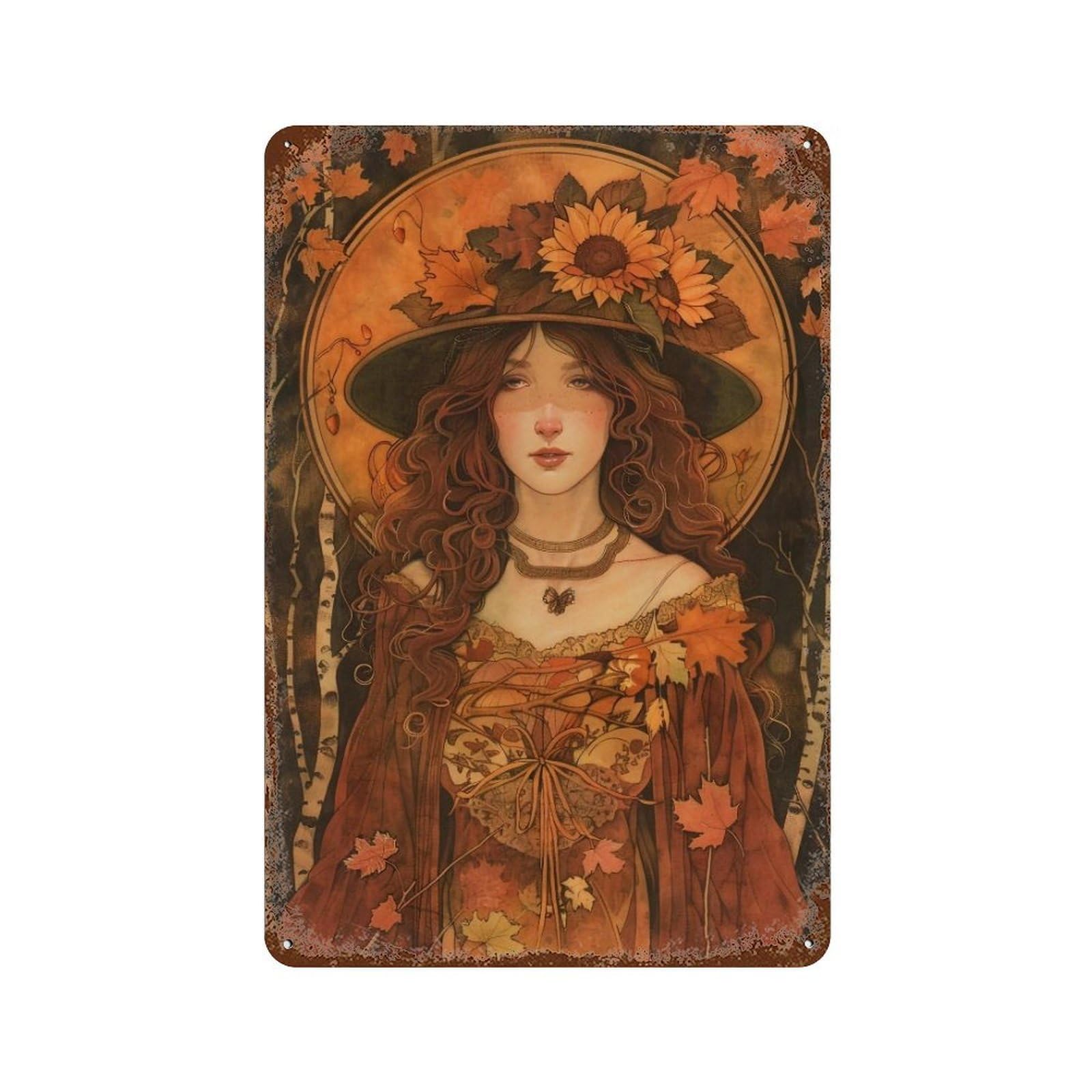 HDURYEYRYY Autumn Goddess 04 Wall Retro Iron Vintage Art Metal Tin Sign Poster Modern Home Cofffee Club Art Bar Shop Decor 30x20cm