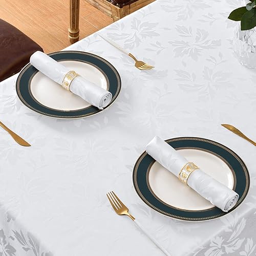 Miniatura 5 de Romanstile Mantel rectangular de jacquard de primavera, impermeable, diseño floral de damasco, manteles decorativos de tela pesada, para cenas,