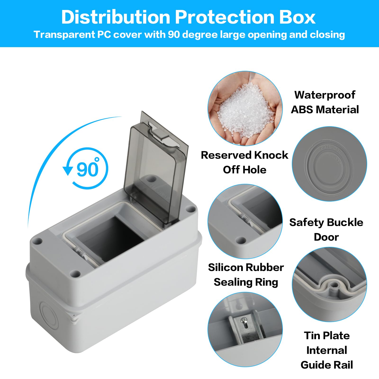 Caja de Distribución Estanca Exterior Electrónica IP65, Caja Cuadro Electrico de Superficie 5 Modulos, 5 Vías Caja de Fusibles Eléctrica de Plástico (2 piezas de 3 vías)