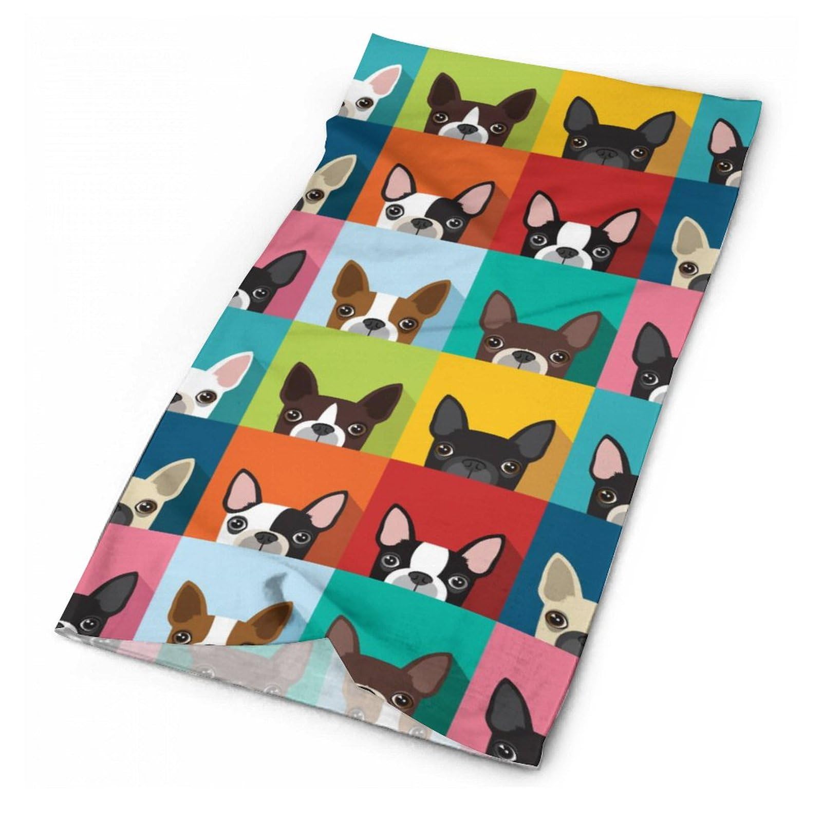 Boston Terrier Pattern Unisex Face Cover Scarf Breathable Neck Gaiter Bandanas Face Mask Seamless Head Wrap Headband