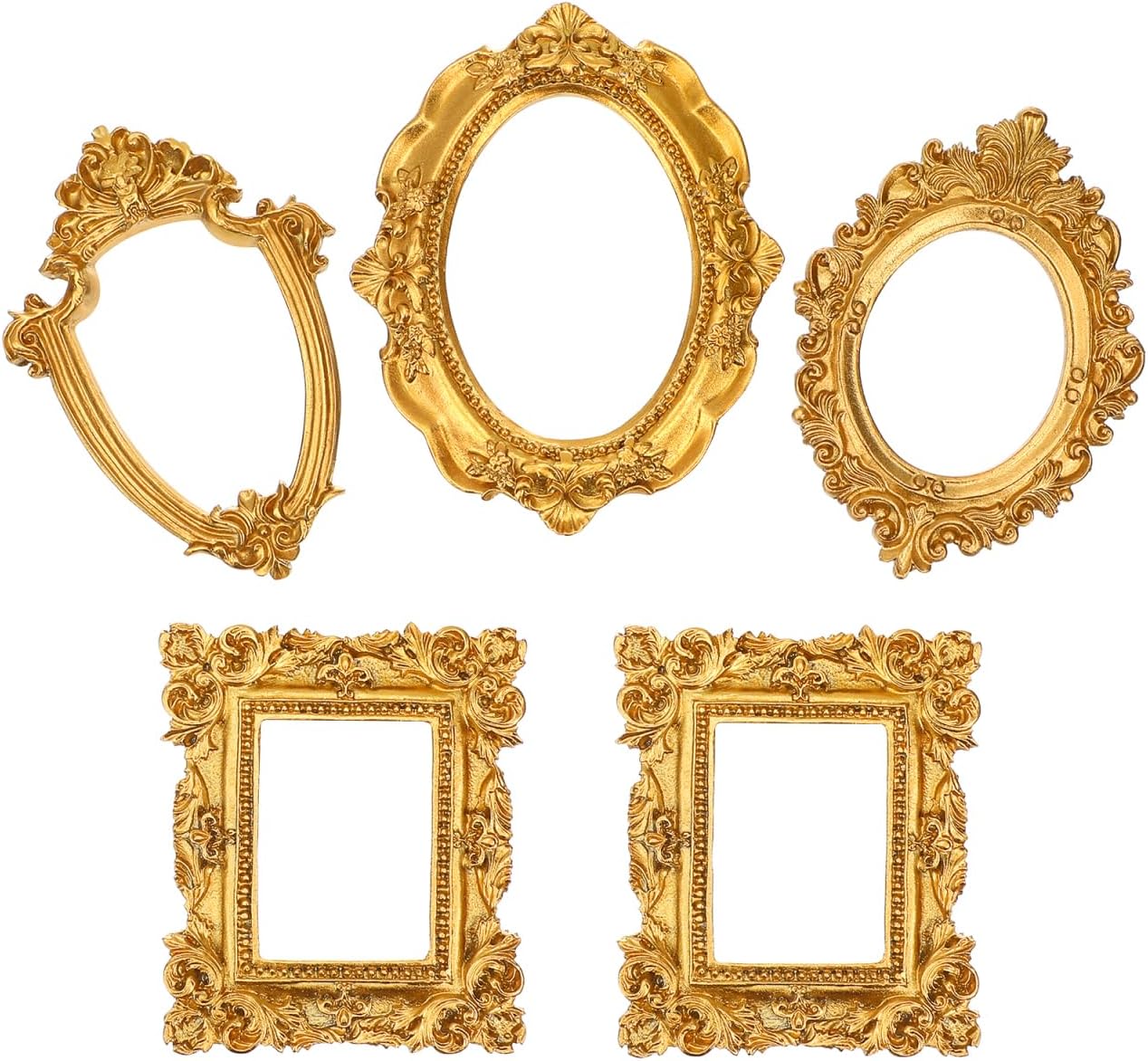 Garneck 5pcs Mini Gold Picture Frames Small Vintage Style Photo Frames Creative Desktop Adornments for Photography Props Home Decor Jewelry Display Photo Props