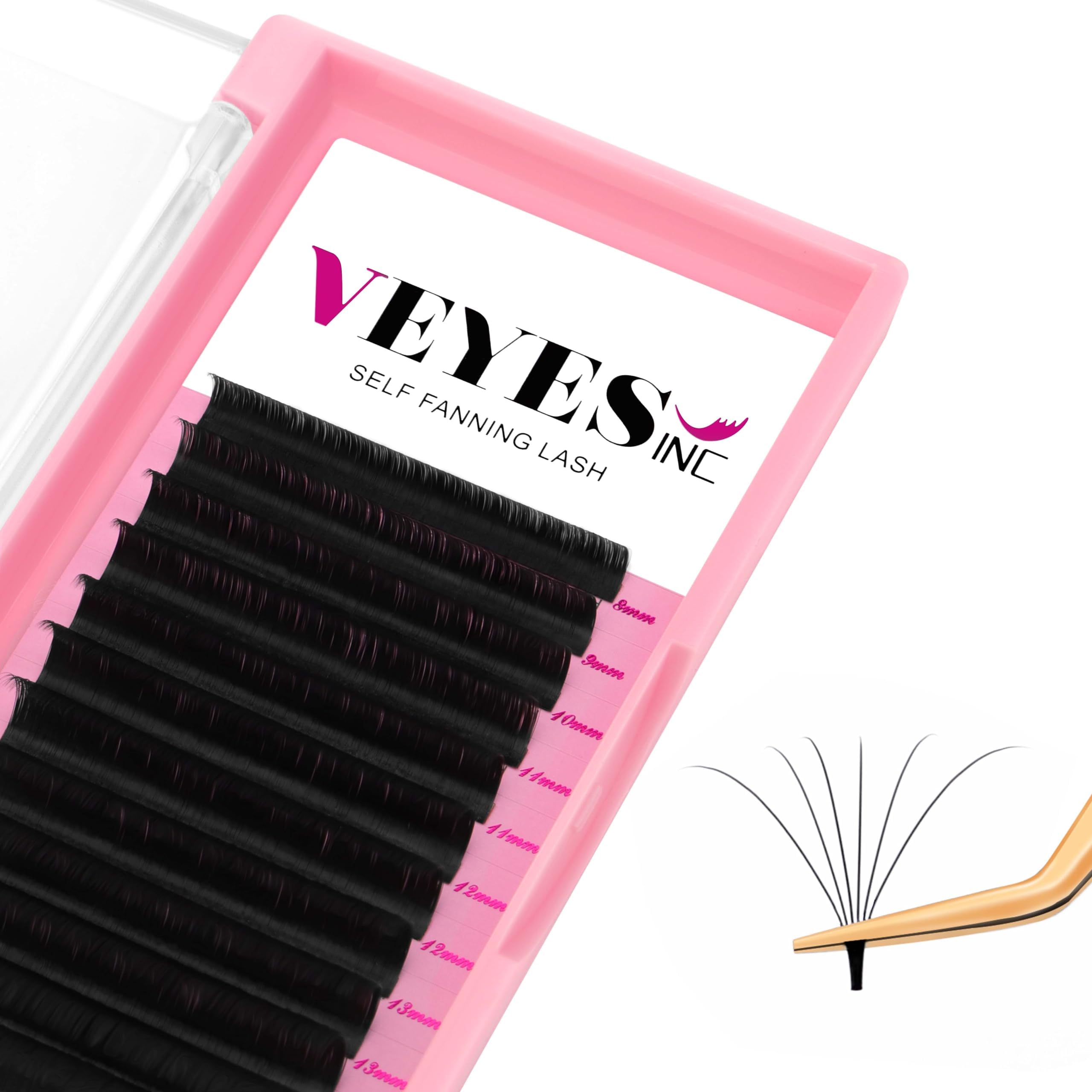 Easy Fan Volume Lash Extensions 03 05 07 J/B/L/C/CC/D/DD Curl 8-25mm Mixed & Single Length Tray, Matte Black Self Fanning Eyelashes, Professional Supplies for Lash Techs (0.05 D 8-16mm)