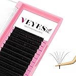 VEYES INC Easy Fan Volume Lash Extensions 03 05 07 J/B/L/C/CC/D/DD Curl 8-25mm Mixed & Single Length Tray, Matte Black Self Fanning Eyelashes, Professional Supplies for Lash Techs (0.03 CC 11mm)