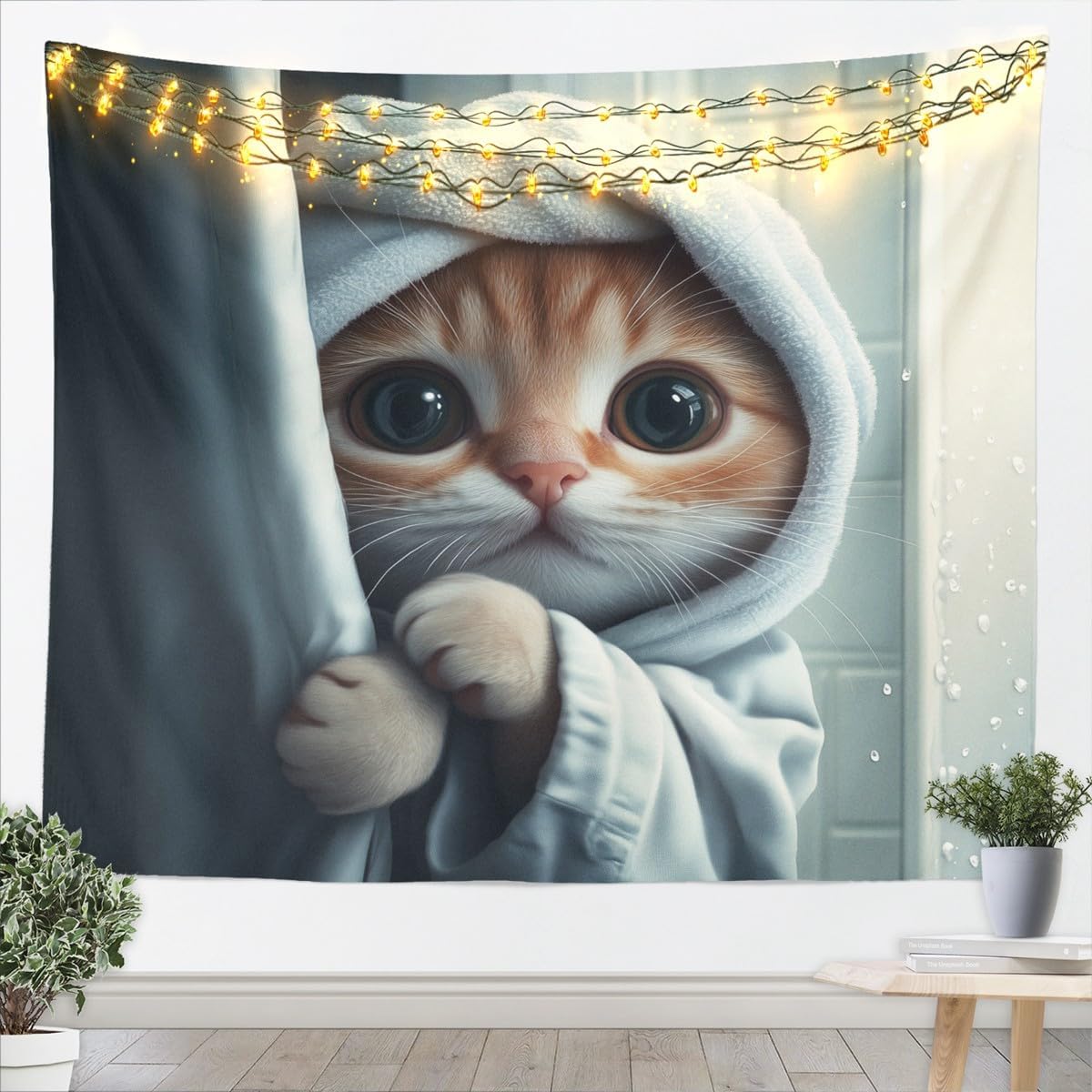 jejeloiu Funny Cat Tapestry Medium 59"x59" Kids Cute Kitten Wall Hanging Blanket for Boys Girls Teens Animals Wall Art Cat Lover's Gift