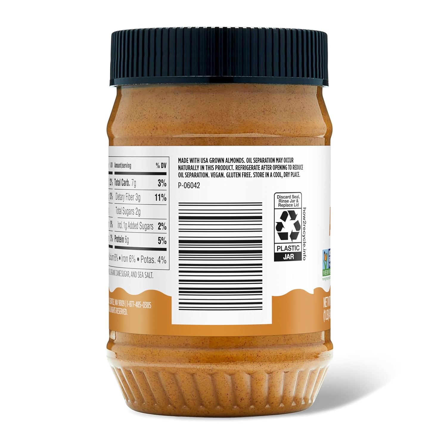 Amazon Grocery, Creamy Almond Butter, 16 Oz (Pack of 4)