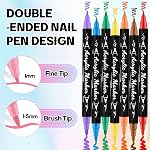 Kalolary 12 Ensemble de stylos d'art à ongles, 3D Stylos de peinture acrylique à ongles Stylo de peinture à double extrémité Marqueurs d'art à ongles à séchage rapide Outils d'Art à ongles pour le dessin à points DIY Nail Art Beauty Manucure(B)