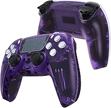 eXtremeRate Clear Atomic Purple Replacement Front Housing Shell Touchpad & Decorative Trim Shell & Bottom Shell Compatible with ps5 Controller BDM-010 BDM-020 BDM-030 - Controller NOT Included