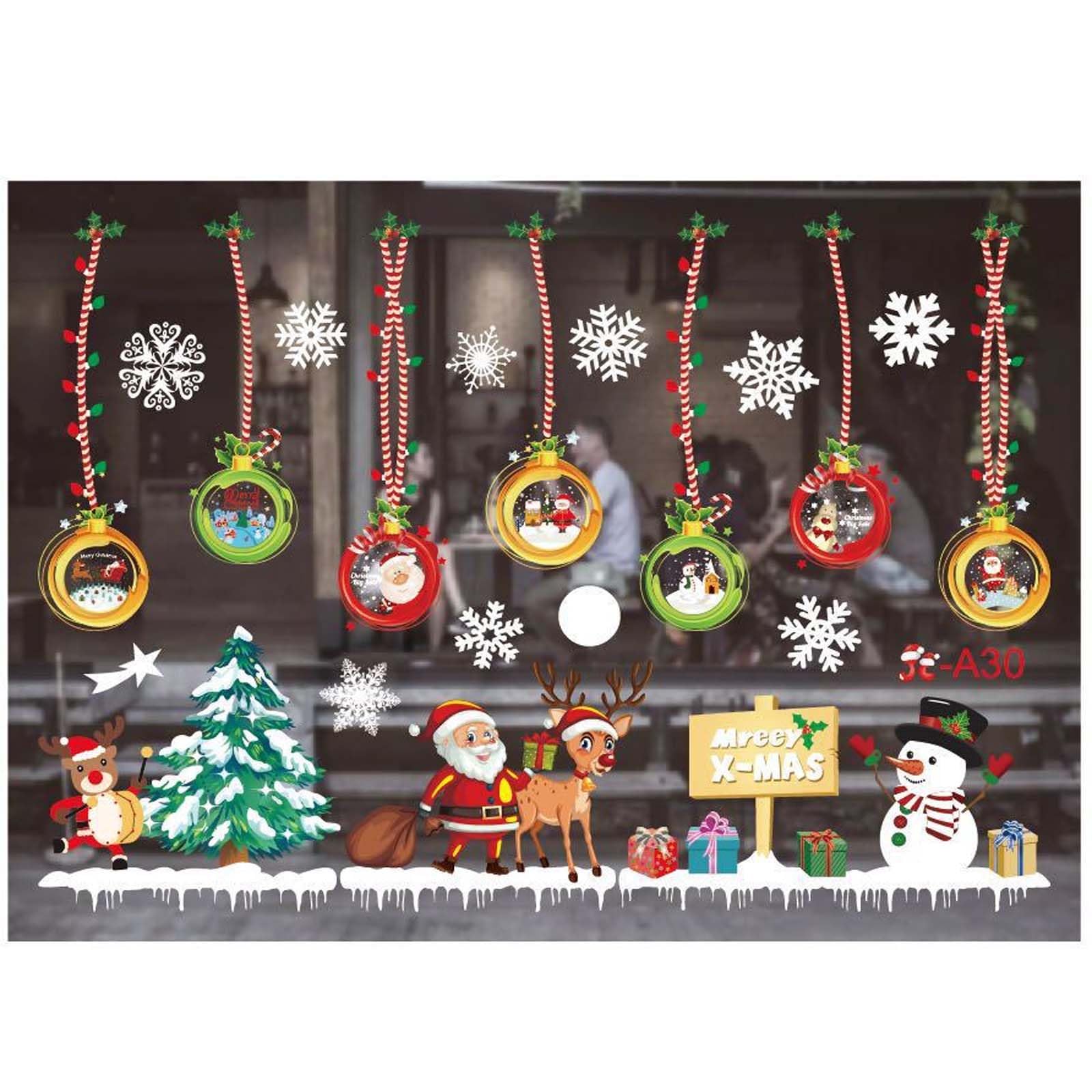 Christmas Window Stickers,50 x 35cm x 2 Sheets Window Stickers Decor, PVC Xmas Decoration Reusable Christmas Stickers for Xmas Decals Decorations for Window Display,Home Decor,Party Decor (Muticolor)