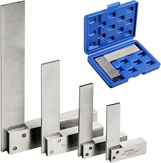 Boomgood Machinist Square Set 4-Piece Precision Engineer Squares DIN 875 Grade 1 Hardened Steel 2-6 Inch Right Angle Rulers (BG-0326)
