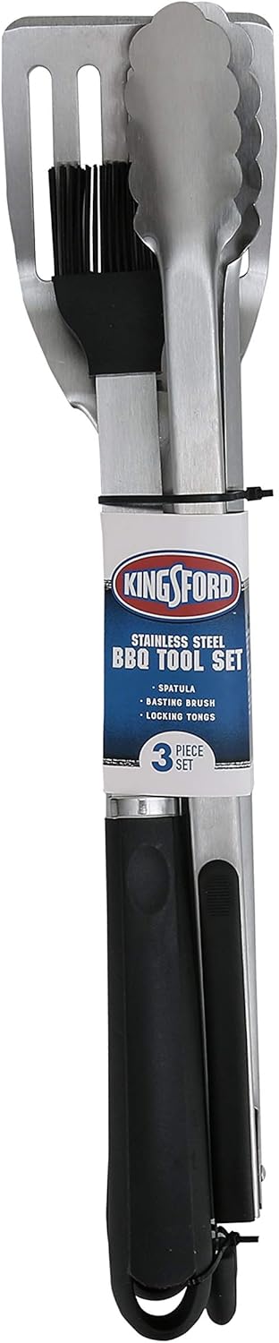 Kingsford Grill Tools Stainless Steel BBQ Tongs with Red & Black Handles | Classic Grill Tongs| Stainless Steel Grilling Tools Tongs| Kingsford Tongs for BBQ Grilling