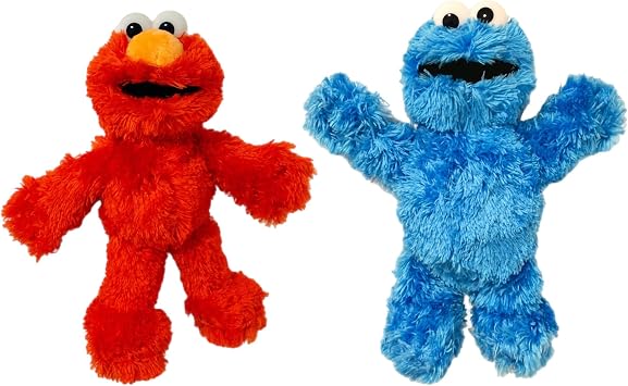 Official Sesame Street Plush 8" Suitable from Birth Elmo and Cookie Monster Set