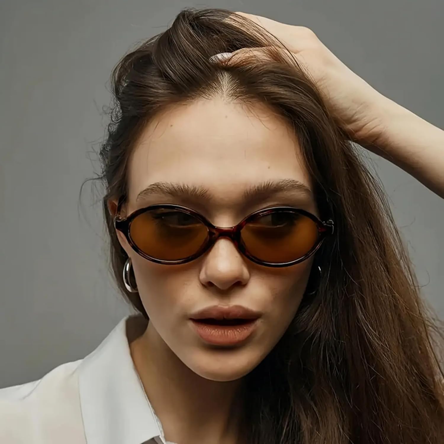 Retro Oval Sunglasses for Women Men Trendy Small 90s Sun Glasses Vintage Round Designer Sunnies - Image 6