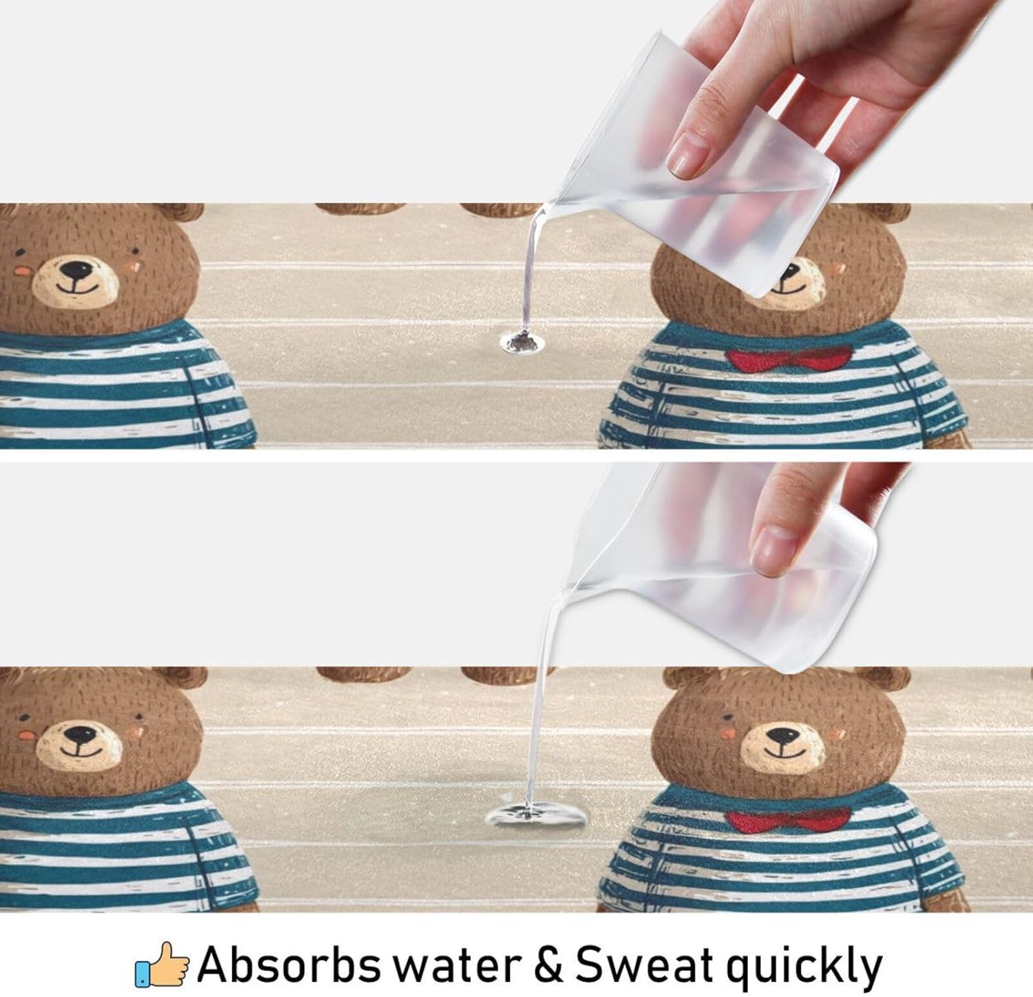Hot Yoga Towel Bear Cute – Stylish, Non-Slip, Grip Dots, Super Absorbent, 27" x 73" - Yoga Mat Towels for Exercise, Fitness
