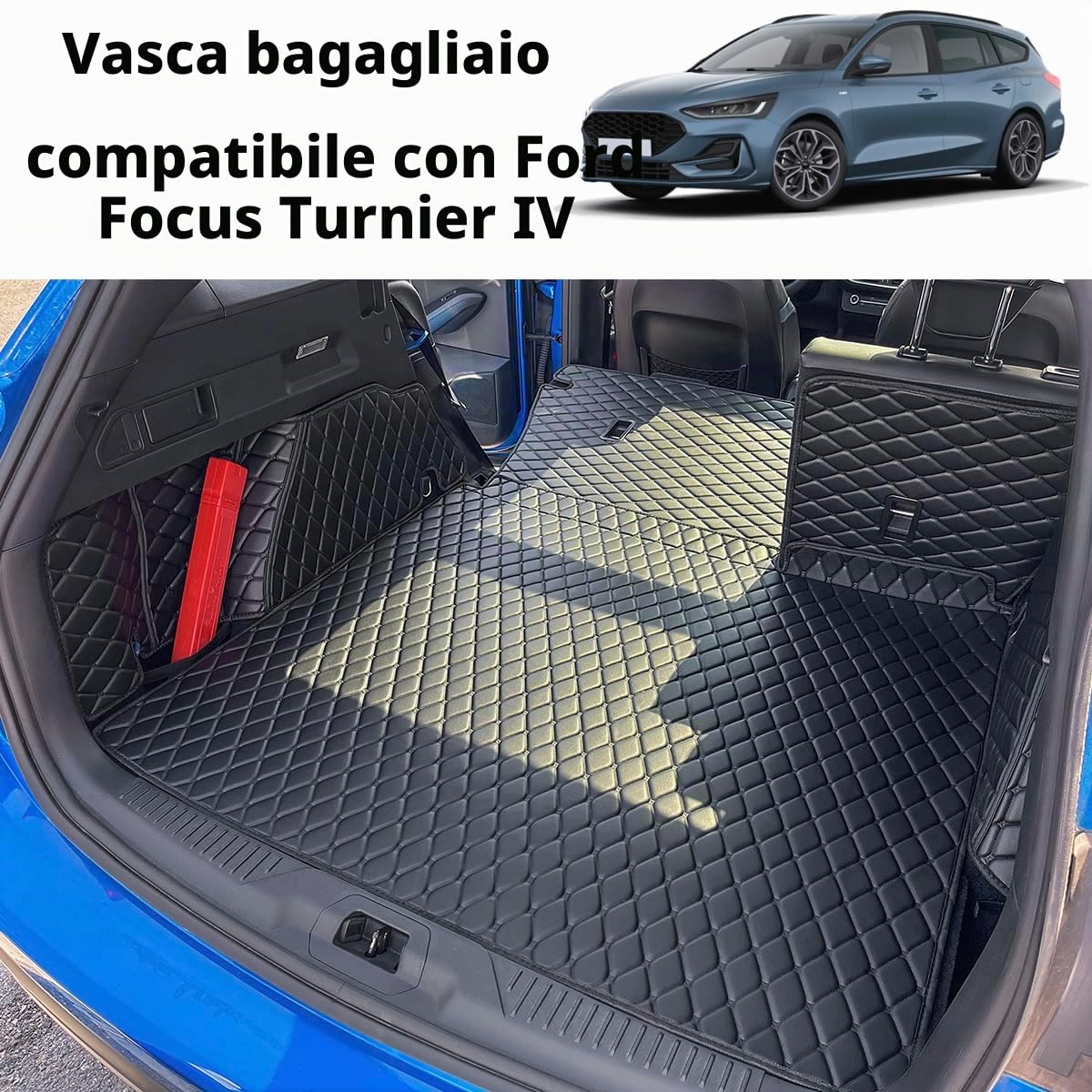 Vasca Baule per Ford Focus 4 IV 5-Porte SW Wagon/Turnier 2018-2025 (con Pianale del bagagliaio in posizione alta) Protezione Bagagliaio su Misura