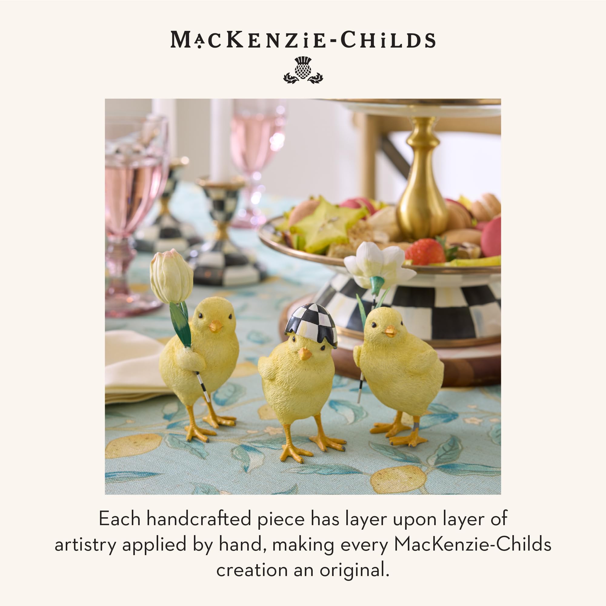 Amazon.com: MACKENZIE-CHILDS Resin Rose Garden Chick Set | Hand