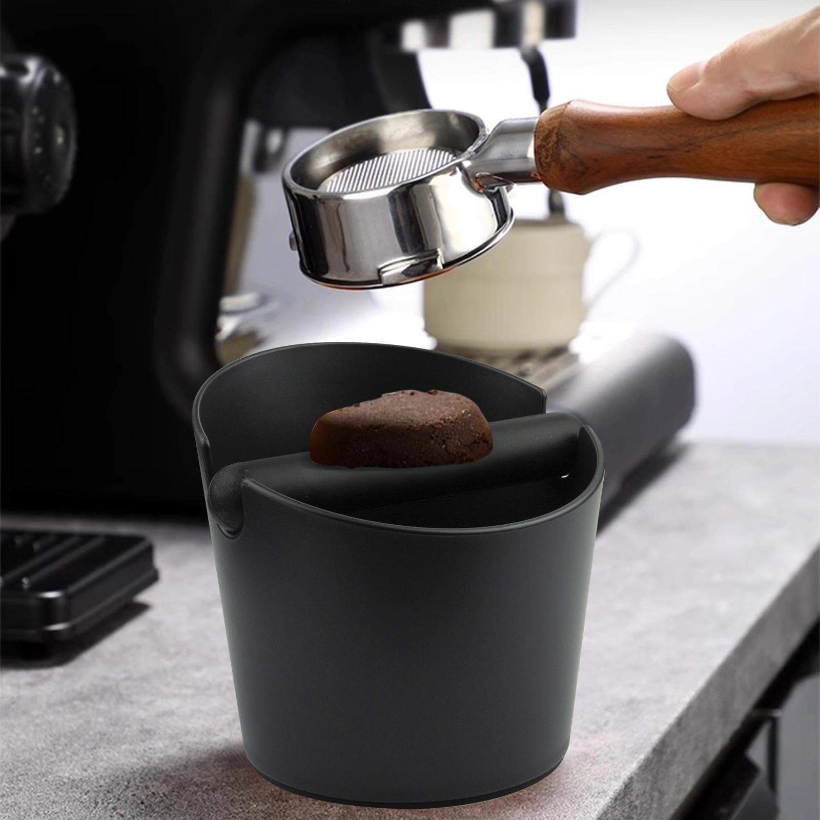 Caja De Golpeteo Del Portafiltro, Base De Goma Antideslizante, Barra De Golpeteo Extraíble Para Una Limpieza Fácil Y Accesorios Específicos Para Baristas Para Recolectar Y Reciclar Los Posos De Café